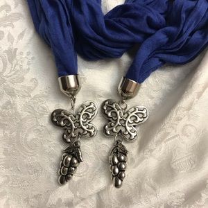 NWT Stylish Butterfly Pendant Scarf - Blue